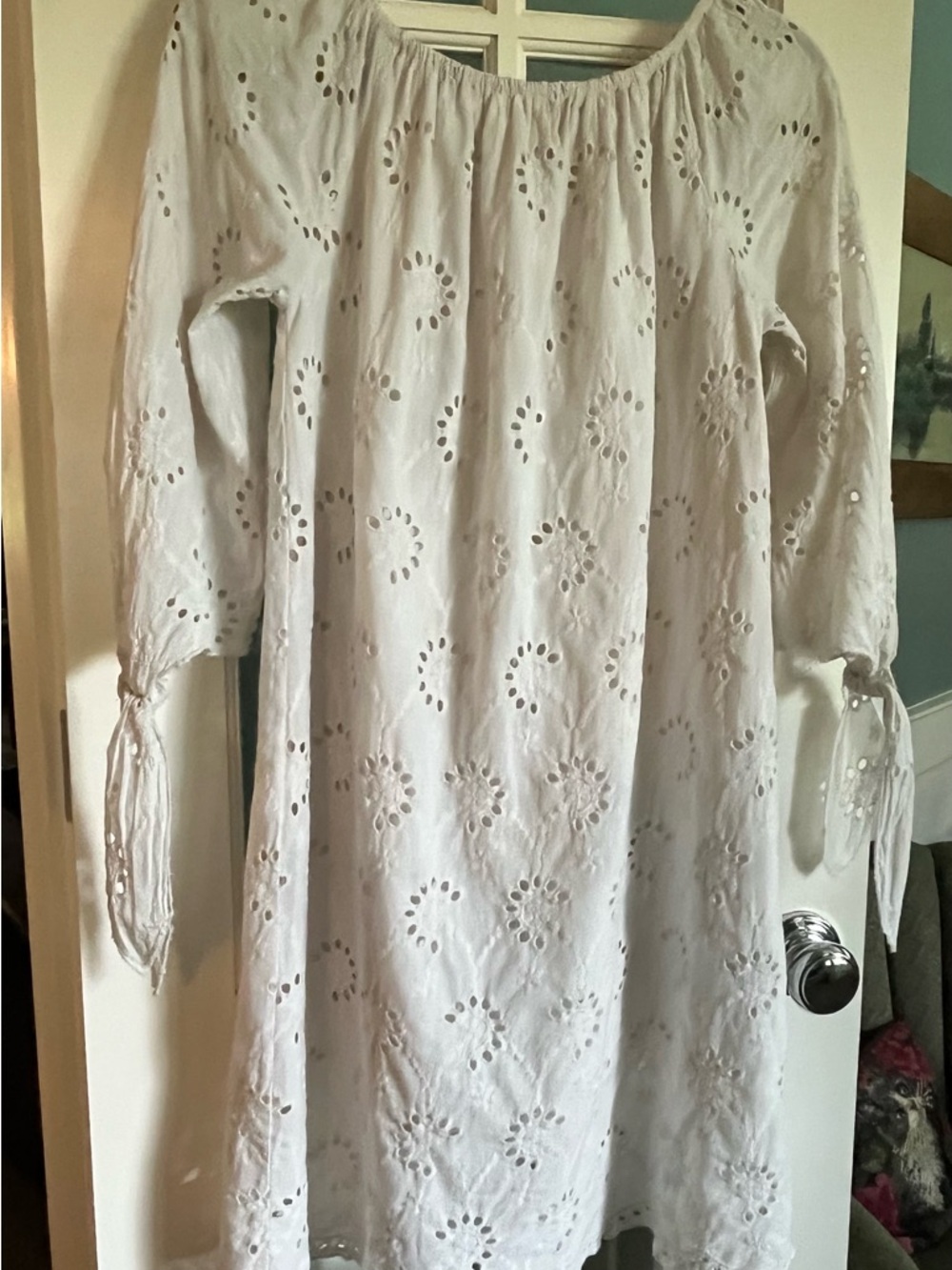S cotton eyelet dress like new raglan sleeves feminine unique whimsical romantic